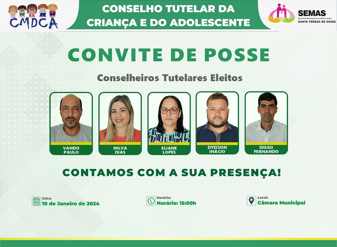 CONVITE DE POSSE DOS NOVOS CONSELHEIROS TUTELARES